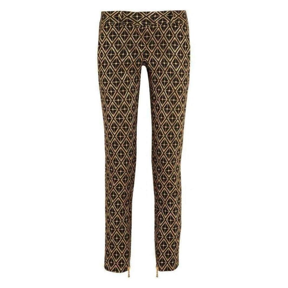 Balmain - Balmain Metallic Jacquard Skinny Pants in Black and Gold - FR 38